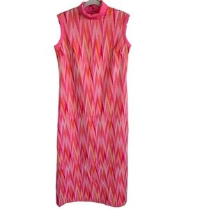American Vintage Pink & Orange Chevron Maxi Dress